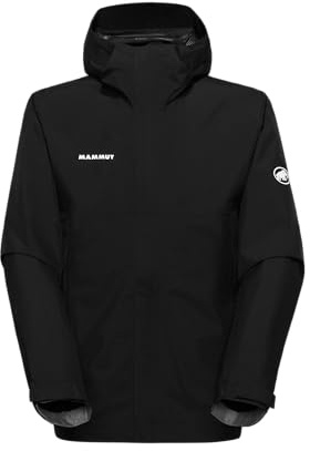 Mammut Treeline Light Hardshell Hooded Jacket Men – Waterproof, Windproof, Breathable, Black, Medium