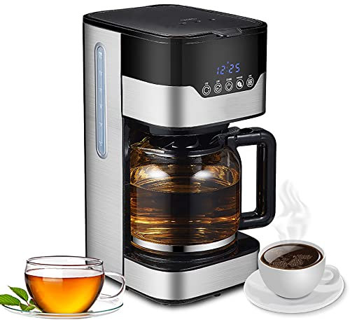 SaryEdge Cafetière à Filtre, théière à café en Acier Inoxydable pour la Maison, capacité de 1,5 L, cafetière à Infusion programmable 24 Heures avec 3 contrôles de Force d'infusion, écran(
