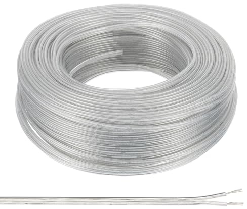 PATIKIL 200Ft 26/2 PVC ummanteltes Kupferkabel, 300V Weiches, Transparent | Lautsprecherkabel Isoliert Hitzebeständiges Elektronik Flexibles Kabel LED-Lichtstreifen für, UL-gelistet