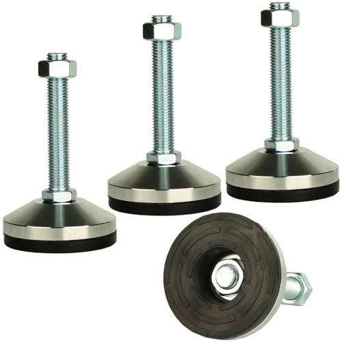 Heavy Duty 2600 lb Capacity Leg Levelers,M16Thread,3.14 Dia Base,4 Pcs | Adjustable Feet for Shelving,Machinery Devices,Workbench,Cabinet,Furniture(Black)