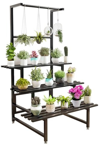 3 Tier Plant Stand Outdoor Indoor Hanging Plant Shelf for Multiple Plants, for Patio Garden Balcony