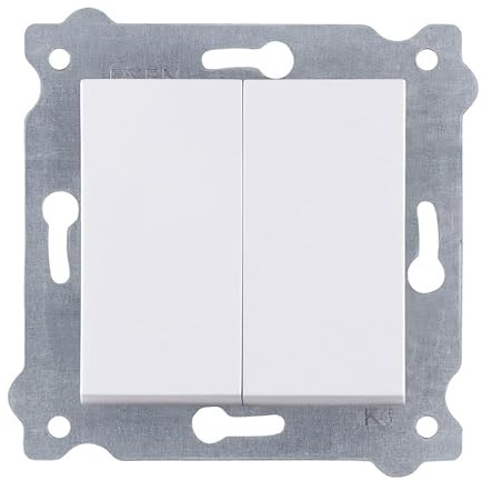 EXEN - Interruptor Empotrado para Luz - Doble Interruptor de Pared Blanco - 2-Vías - All-in-One Compatible con las Series KARELL/ODAK/COMFORT - 202/01E