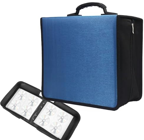 LN COZY CORNER 240 Capacity CD Case Portable Blu-ray/DVD/VCD Binder Storage Wallet with Zipper & Handle, Large Protective Sleeves Media Holder for Dis Car Office Home Blue