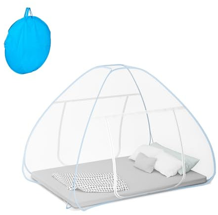 Relaxdays Zanzariera da Campeggio, Tenda Pop-up a Rete Insetti, Telo Anti Zanzare Pieghevole, 150x150x200cm, Bianco, Plastica, Poliestere