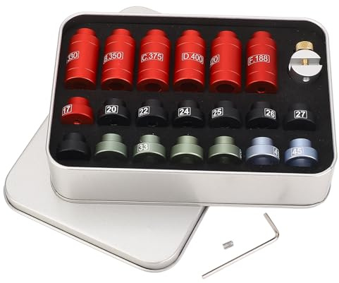Kit di Comparatore a Scartamento di Proiettili e Headspace, Universale per Calibri da .17 a .45, Rifornimenti e Attrezzature e Attrezzatura di Munizioni con 14 Inserti e 6