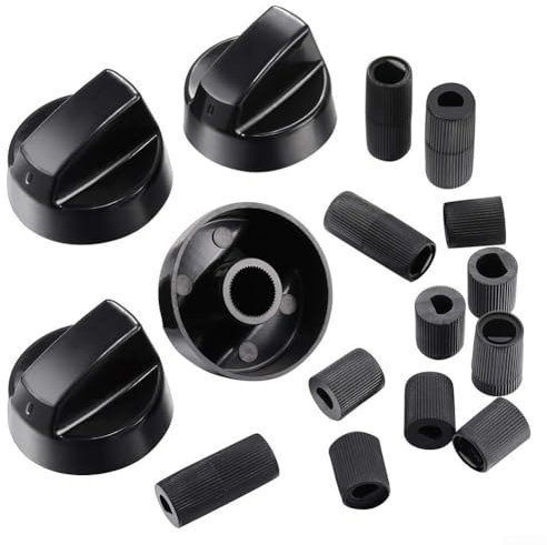JGmotorfi Gasherd-Drehknöpfe, 40 mm Kochknopf-Set, Kontroll-Herdknöpfe, Schalter mit 12 verstellbaren Adaptern für Luftfritteusen, Öfen, Gasherd, Kochfeld