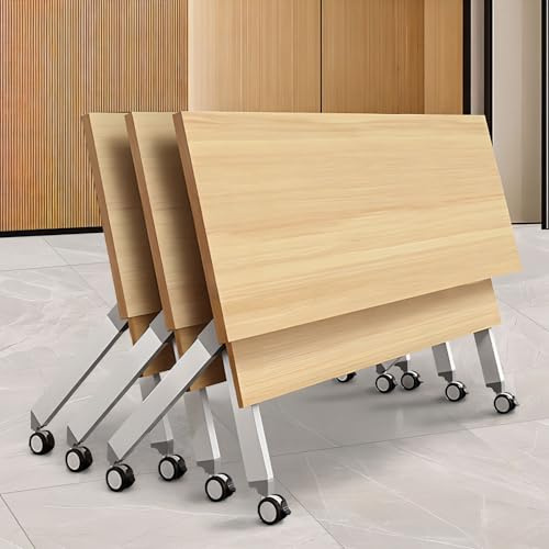 Klappbarer Konferenztisch mit Rädern, Flip-Top, rollbar, für Seminare, Meetings, Mobile Schulungen Büro, Unterricht, Holz, vielseitig einsetzbar