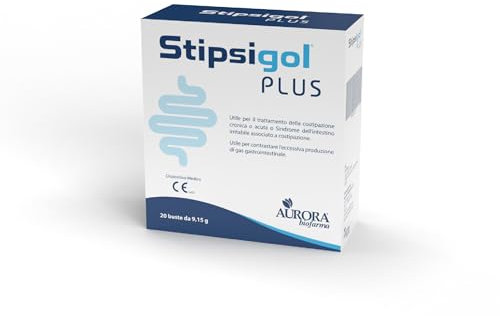 Aurora Biofarma Stipsigol Plus 20 Bustine - Lassativo Forte per Stitichezza e Pancia Gonfia - Regola il Transito Intestinale