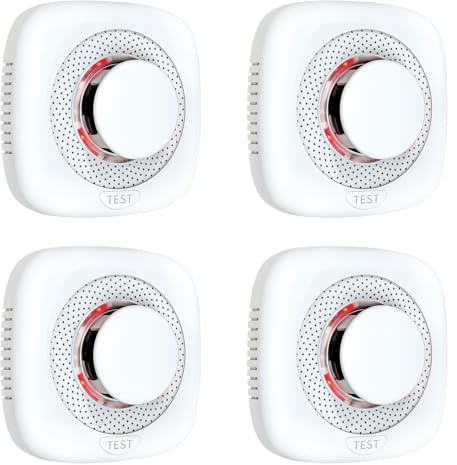 Smoke Detector, Fire Alarms Smoke Detectors, Smoke Alarm Battery Powered, Portable Smoke Detectors with LED Indicator, MY-S05, 4 Pack