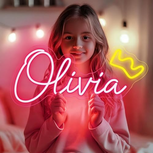 Neon Schild Personalisiert, Custom Dimmbar LED Namensschild | Personalisiert Led Leuchtschilder für Schlafzimmer Gaming Bar Geburtstagsgeschenk Hochzeit Party Salon Geschäft Heim