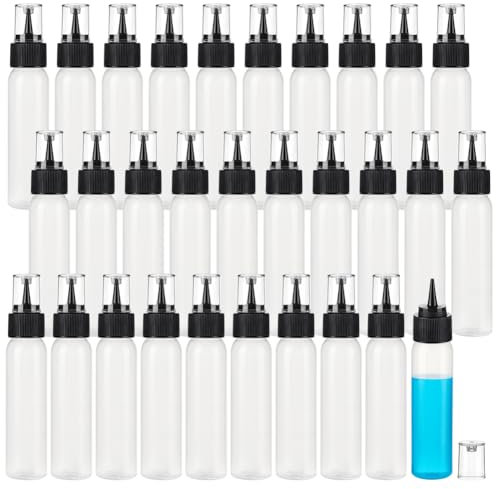 BENECREAT 30 Pz Bottiglia Squeeze di Plastica Da 60ml con Tappo Nero, Piccola Bottiglia Facile Da Spremere Ricaricabile per Cosmetici, Arti e Mestieri