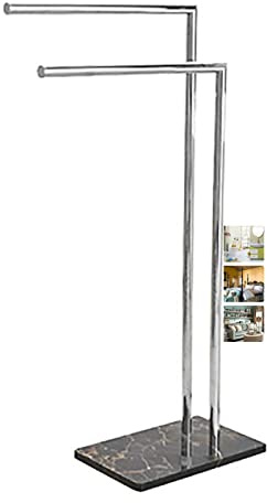 Soporte Moderno de Toallas Independientes con Barras Dobles para el baño Negro/Plateado LWX