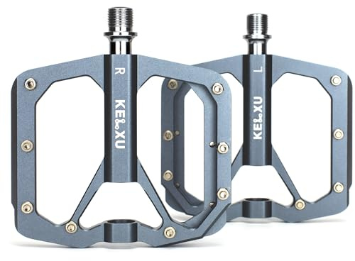 Kelxu cykelpedaler, CNC-frästa 9/16 tums platta pedaler av aluminium platta pedaler med halkfri plattform och Cr-Mo-stållaxel för MTB vägcykel gravel & trekkingcykel, titan