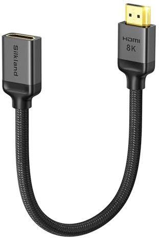 Silkland 8K HDMI Verlängerung 0,5M, 48Gbit/s HDMI 2.1 Stecker auf Busche | eARC, HDR, 3D, VRR, 4K@120Hz 144Hz, HDMI Verlängerungskabel für Fire-TV-Stick TV-Box Wand-TV Blu-Ray PC Laptop PS5/4 Beamer