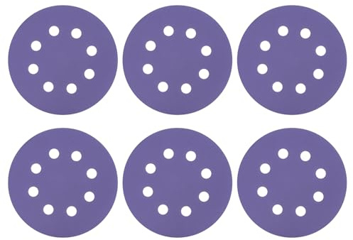 sourcing map Lot de 25 disques de ponçage 125 mm 8 trous Grain 1000 Papier abrasif Orbital aléatoire pour le travail du bois, automobile, polissage des métaux, violet