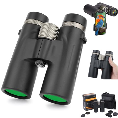 Fernglas 12x42, Hd Feldstecher Ferngläser Mit Bak4 Prisma Fmc Objektiv, Binoculars Professional, Scharfe Details Offenbaren, Wasserdicht, Auch Brillenträger Geeignet (Black)