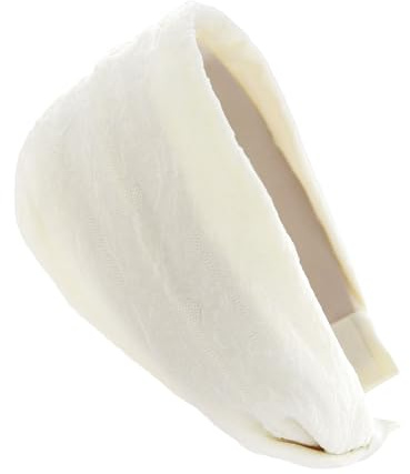 axy Breiter Haarreif mit strukturiertem Spitzenstoff Wunderschön Damen Stirnband Haarschmuck Haarreifen Hairband HR25B (Weiss, breit)