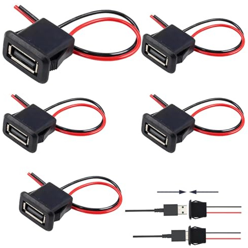 Bgfaquri - Conector USB de 3 a 2 pines, conector USB hembra de 2 hilos con hebilla de ranura a presión, conector de carga de 20 V máximo para videovigilancia, audio, equipos domésticos