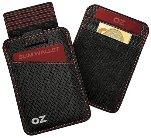Tarjetero Hombre Minimalista con Bolsillo de acceso Rápido y Monedero con Cierre Magnetico, Capacidad hasta 12 Tarjetas - Billetera Slim Wallet con RFID y bolsillo para Billetes en Caja de Regalo