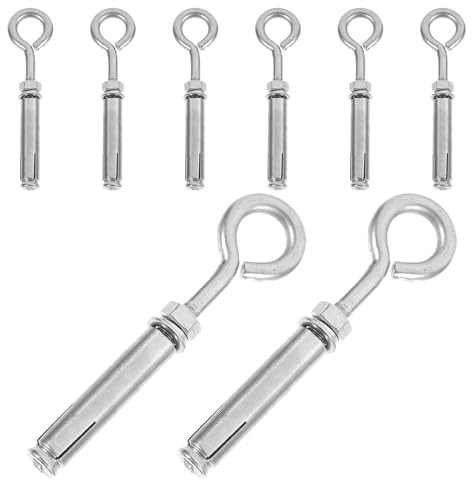 TOBBOMEY 8Pcs M6 Stainless Steel Expansion Hook Screws Bolts with Closed Ring for Concrete Wall Anchors Heavy Duty Metal Expansion Bolts for Masonry and Cement Installation