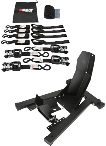 SEFIS C20 Motorrad Transportständer Vorderrad-Motorradständer, Motorradwippe, Transport Ständer, für Vorderreifen von 16-21, Boden Montage, Radklemme, Motorrad (C20 + Set 40 Spanngurte)