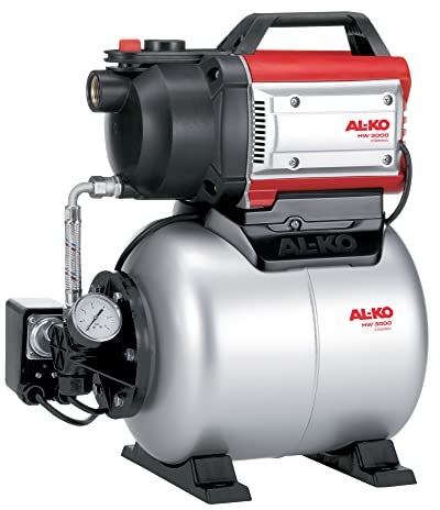 AL-KO Husvattenverk HW 3000 Classic, 650 W motoreffekt, max. flöde 3100 l/h, max. flödeshöjd 35 m, 1-stegs pumpenhet, röd-grå-svart