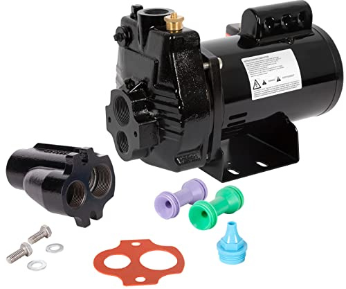 Red Lion PumpWorks PW-CJ50 115/230 Volt, 1/2 HP, 7.9 GPM Convertible (Shallow or Deep Well) Jet Pump, Black, 97090501