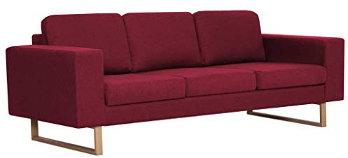 vidaXL 3-Sitzer-Sofa Stoff Weinrot