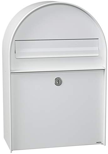 MEFA by Renz Briefkasten Amber 401 (Farbe Verkehrsweiß, Regenschutzüberstand, Entnahme hinten, Größe: 555x380x210 mm) 401000M