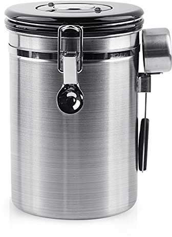 Boîte à Café, Boîte à Café Hermétique inox Acier avec Cuillère pour Café en Grains, pour Café Moulu, Noix, Sucre, Céréales
