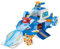 Super Wings World Aircraft Playset si trasforma in una pista scorrevole con luce fredda e effetti sonori, con un 2 '' Jett Transform-a-Bot, giocattolo trasformatore per 3+ anni Ragazza