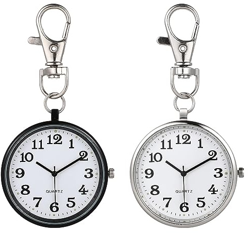 iplusmile Nurse Pocket Watch Keychain Quartz Hanging Fob Watch Large Dial Clip Pendant Medical Professionals Healthcare