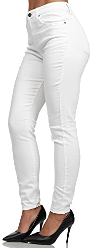 Tazzio F107 Damjeans, slim fit, hög midja, stretchbyxor, denim, Vit., 40