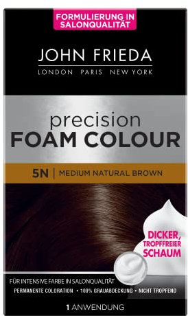 John Frieda Precision Foam Colour - Farbe: 5N Medium Natural Brown - Mittleres Braun - Permanente Coloration in Schaumform - Perfekte, gleichmäßige Abdeckung - Für 1 Anwendung