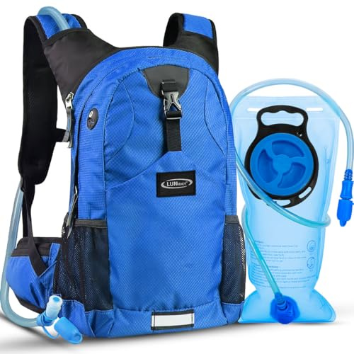 Lunidry Trinkrucksack Fahrradrucksack mit Trinkblase 2L Wasserdicht Sportrucksack, 20L Hydration Rucksack Herren Damen Outdoor Laufrucksack Tagesrucksack Wanderrucksack für Camping Ski MTB Fahrrad