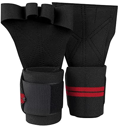 LTLCLZ 1Paar Gewichtheben Trainingshandschuhe Fitness Sport Bodybuilding Gymnastik Griffe Gym Hand Palm Handgelenk Schutzhandschuhe,Schwarz,L