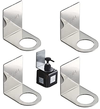 Soporte Dispensador Botellas Jabón, 4pcs Soporte para Botella de Gel de Ducha, Soporte Desinfectante de Manos Estante para Hotel Hogar Baño Cocina Dispensador de jabón Accesorios Plata