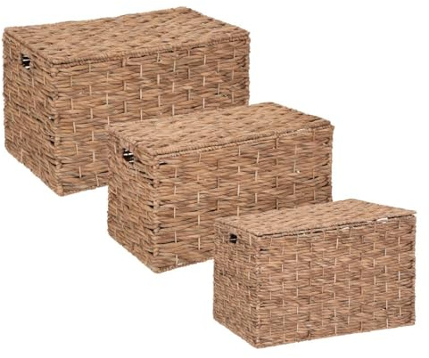 Atmosphera - 3er-Set Truhen Ori - Metall und Hyazinthe - Beige