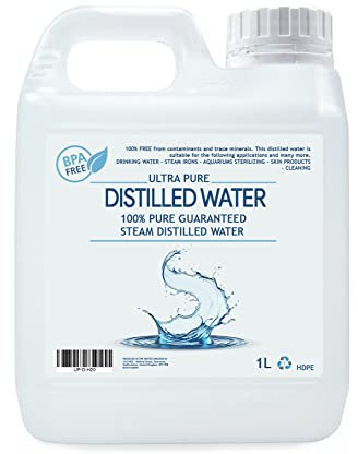 Premium Distilled Water 1L - 100% pure of all contaminates (1 x 1L bottle)