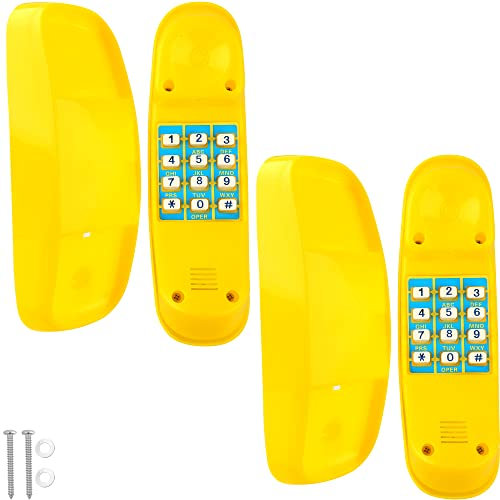 Haconba Lot de 2 jouets de sécurité pour téléphone avec clé numérique pour enfants, aire de jeux extérieurs, cabane dans les arbres, jaune