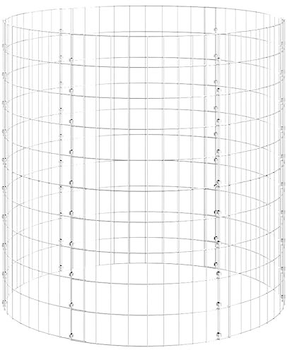 vidaXL Galvanized Steel Circular Gabion Pole - Durable and Rustproof Basket for Garden, Patio and Outdoor Décor Ø100x100 cm