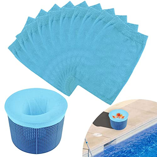 Chaussette Skimmer Piscine,Chaussettes Skimmer Reutilisable Pour Panier Skimmer,Chaussettes élastiques En Nylon Pour Filtre D'écumoire De Piscine,Pour Enlever Feuilles,Pollen,L'écume (Bleu 10 pièces)