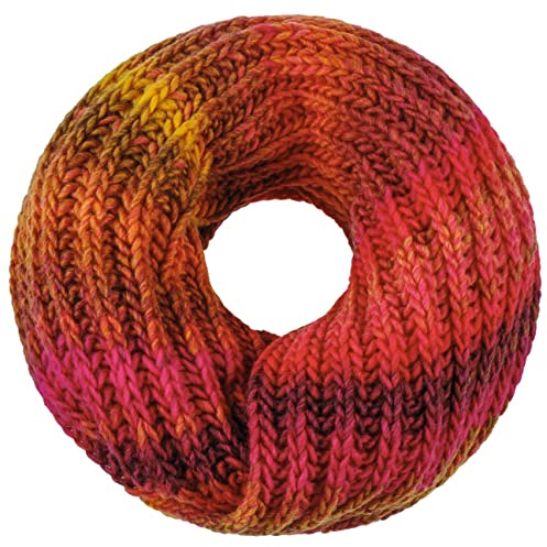 LIERYS Jasila Loopschal Damen Mehrfarbiger Rundschal mit Schurwolle Strickschal Made in Germany Waschbarer Winterschal pink-orange One Size