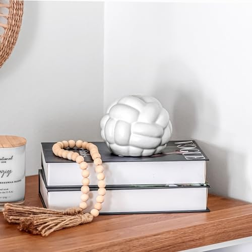 EdensDECOR Knot Decor, Chain Link Decor, Coffee Table Books Decor, Shelf Decor Accents, Modern Decor for Decorative Books, Minimalist Bookshelf Decor, Infinity Sculpture Sphere (5x4) (White, 5x4inc)