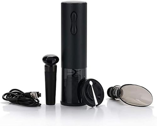 CAFFIA Electric Wine Opener, Rechargeable Automatic Corkscrew Cordless Wine Bottle Opener Set with Foil Cutter, Vacuum Stopper and Wine Aerator Pourer, Stylish High-Grade, Easy to Carry