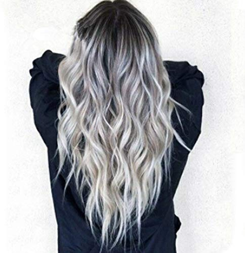 26 Inches Long Wigs for Women Natural Synthetic Hair Ombre Wig with Dark Roots Synthetic Wig Loose Wavy Wigs Heat Resistant