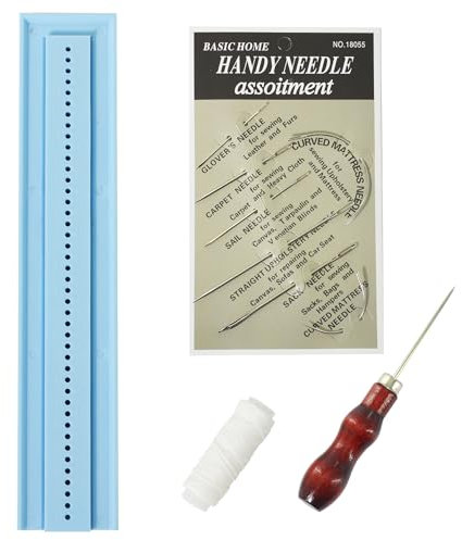 UPTTHOW Strumenti di punzonatura per rilegatura, con punteruolo e base per principianti, kit di plastica per album di ritagli, per lavori fai da te, quaderni, diari, agende, blu