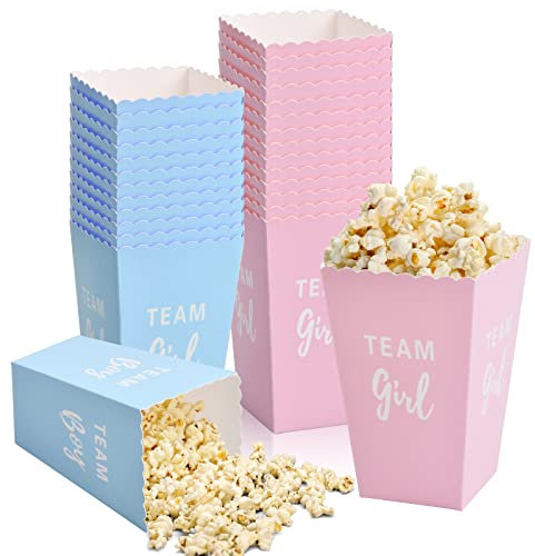 Cozlly 50 Piezas Cartones de Palomitas Pequeñas, Azul y Rosa Cajas de Palomitas de Maíz, Cartón Caramelo Contenedor, Porta Contenedores de Palomitas, para Fiestas Cumpleaños Boda Noches de Cine