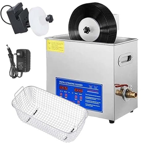 DOZPAL Pulitore ad ultrasuoni da 6 Litri - Pulitore ad ultrasuoni per Dischi in Vinile in Acciaio Inossidabile 304 Timer Digitale e riscaldatore per Occhiali Professionali Fermi per Orologi Pulizia