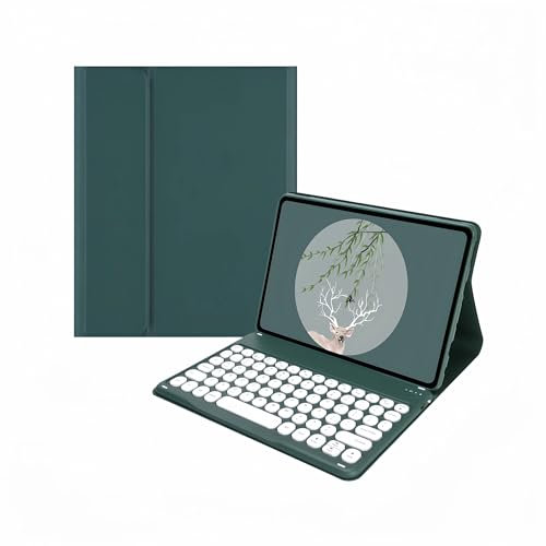 XFTeoux Keyboard Case for Fire HD 10 2023 (13Th Generation, 2023 Release) 10.1, Auto Wake/Sleep Smart Cover with Magnetically Detachable Wireless Bluetooth Keyboard,Dark Green